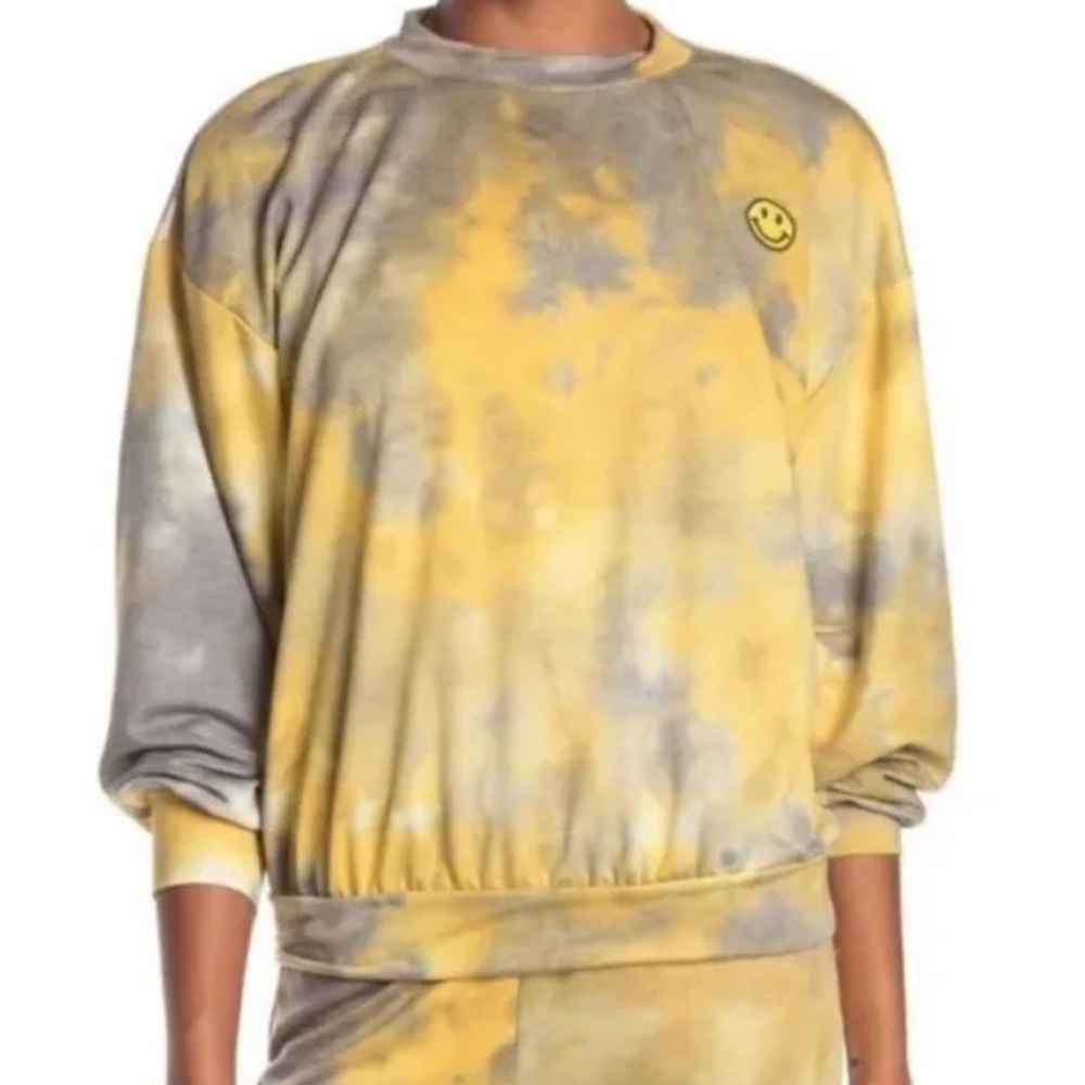 LUSH Smiley Face Emoji Tie Dye Sweatshirt